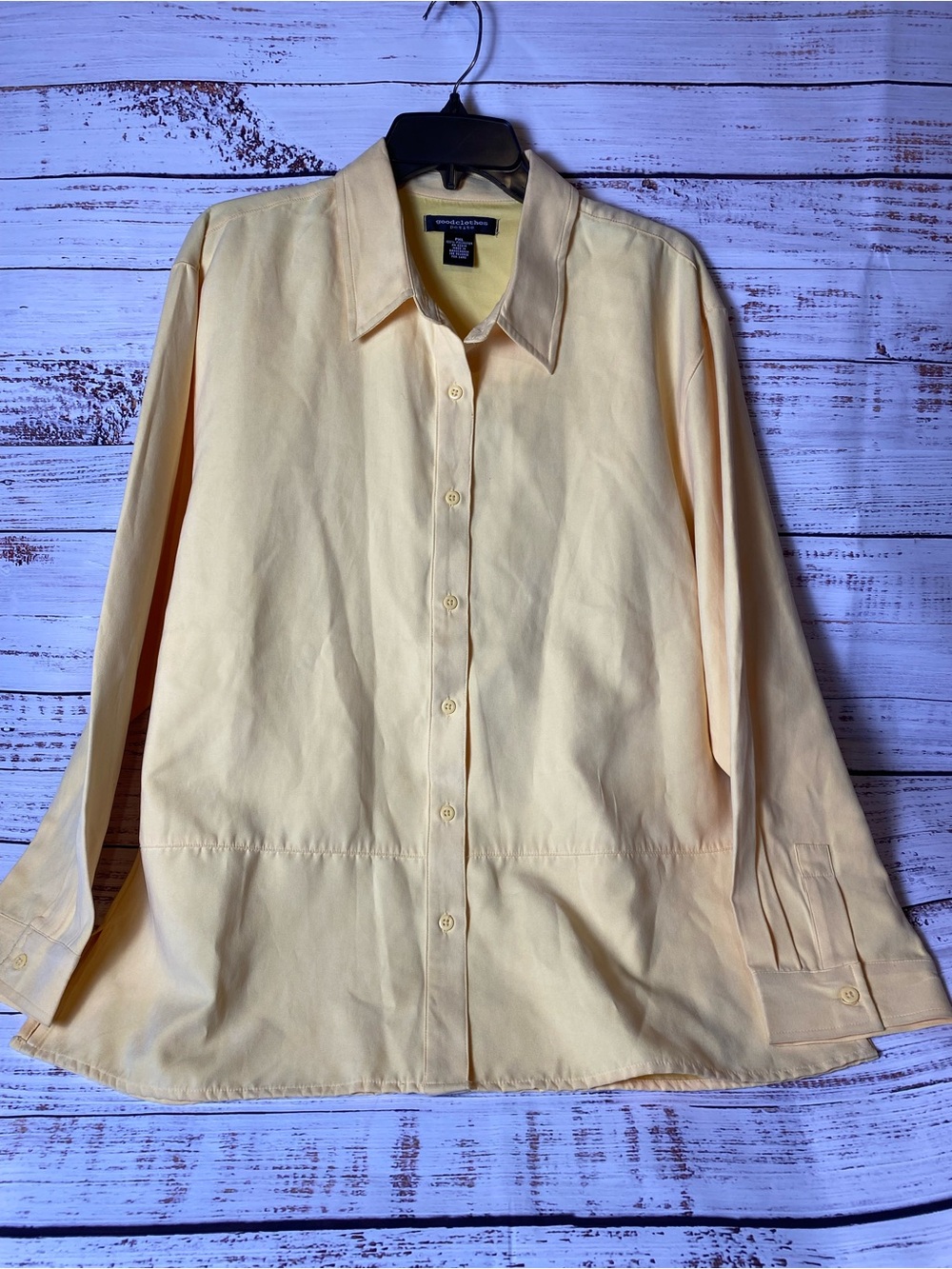Relaxed Fit Button-Down Shirt in Light Yellow by goodclothes SZ-XLPetite